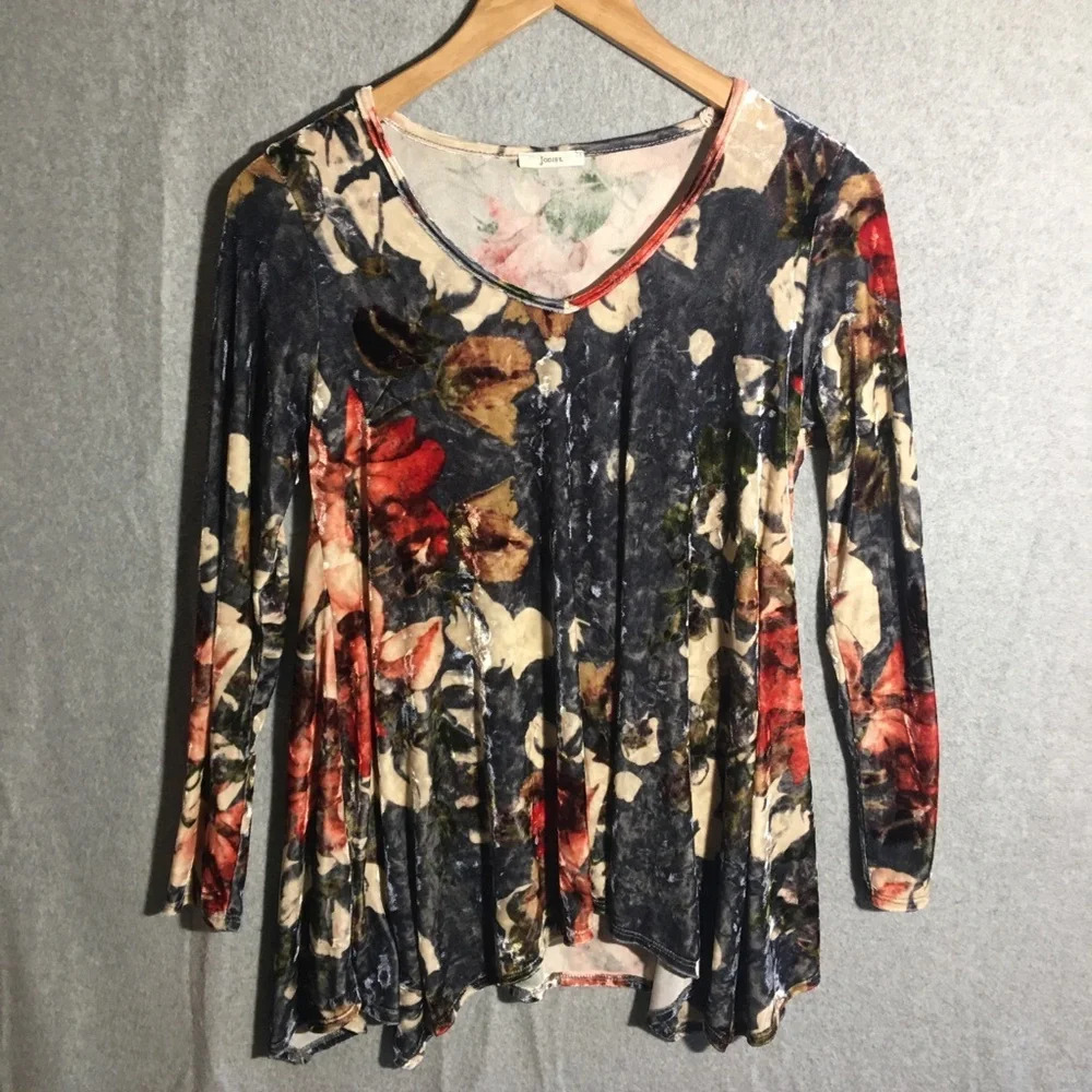 Womens Jodifl Blouse A Line Hem Crushed Velvet Floral Whimsigoth Fairy Festival
